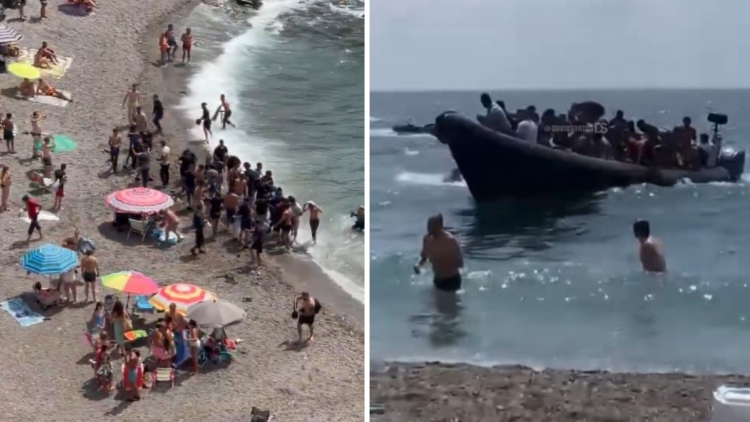 Βάρκα με 60 μετανάστες έφτασε σε πολυσύχναστη παραλία της Ισπανίας και προκάλεσε πανικό στους λουόμενους, δείτε βίντεο
