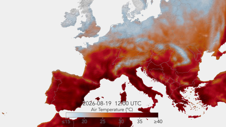 Το timelapse της NASA από την επέλαση του καύσωνα στην Ευρώπη: Πέντε κύματα ζέστης και θερμοκρασίες άνω των 40°C