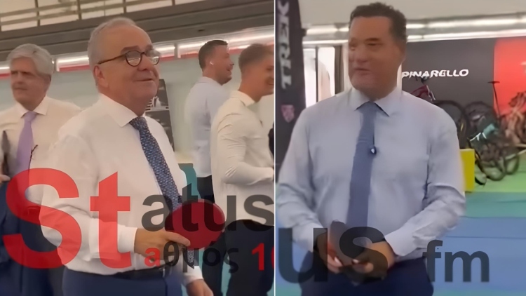 «Για δώσ' του ρακέτα»: Γεωργιάδης και Παπαθανάσης έπαιξαν αγώνα πινγκ πονγκ σε περίπτερο ΔΕΘ, δείτε βίντεο