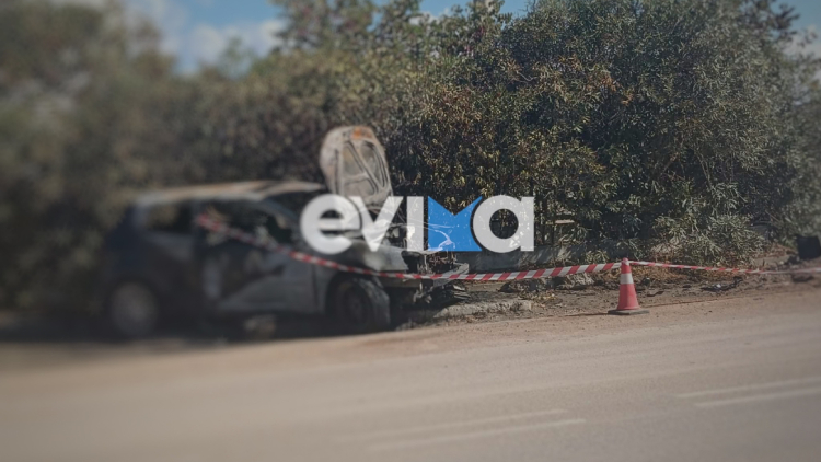 Χαλκίδα: Αυτοκίνητο έπεσε σε στάση λεωφορείου και τυλίχθηκε στις φλόγες, δύο τραυματίες