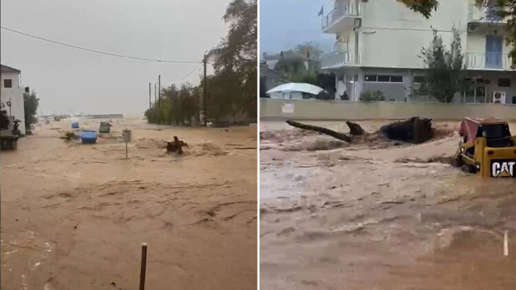 Πλημμύρισε η Σκιάθος από την ισχυρή κακοκαιρία, οι δρόμοι μετατράπηκαν σε χειμάρρους σε κεντρικούς δρόμους - Δείτε βίντεο 
