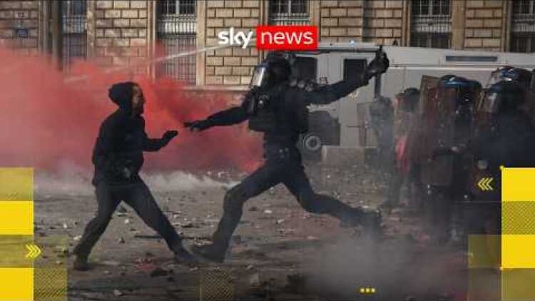 Violent protests in France as thousands march against rising living costs