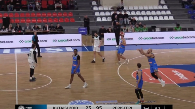 Το απίθανο buzzer beater του Μουράτου από τη μια στην άλλη πλευρά του γηπέδου στο Κουταΐσι - Περιστέρι, βίντεο 