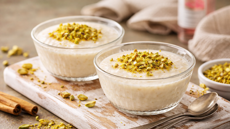 Φτιάχνουμε αρωματικό λιβανέζικο ρυζόγαλο με φιστίκι, το γλυκό των τεσσάρων εποχών