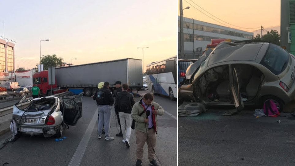 Βίντεο ντοκουμέντο από Κηφισό: Η στιγμή που η νταλίκα πέφτει πάνω στα ΙΧ Troxaio323