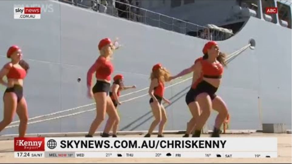 Top military brass treated to bizarre 'twerking' dance during commissioning of HMAS Supply