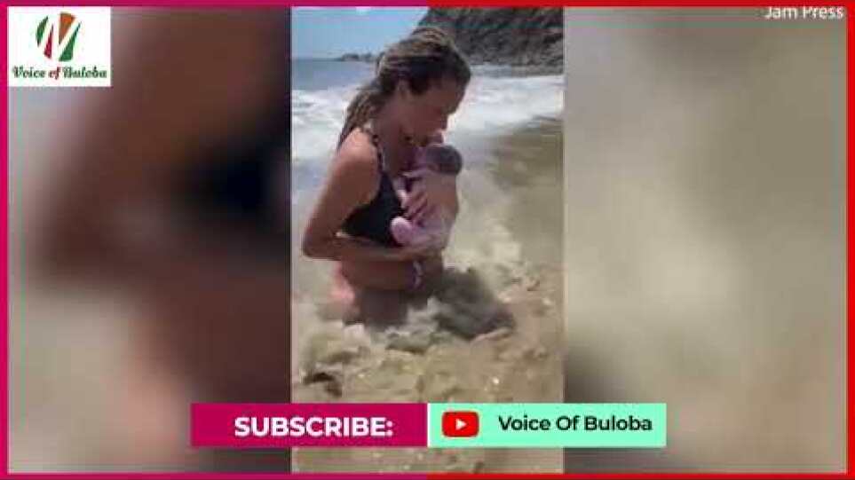 Mum of four goes viral as she documents going into labour in the ocean