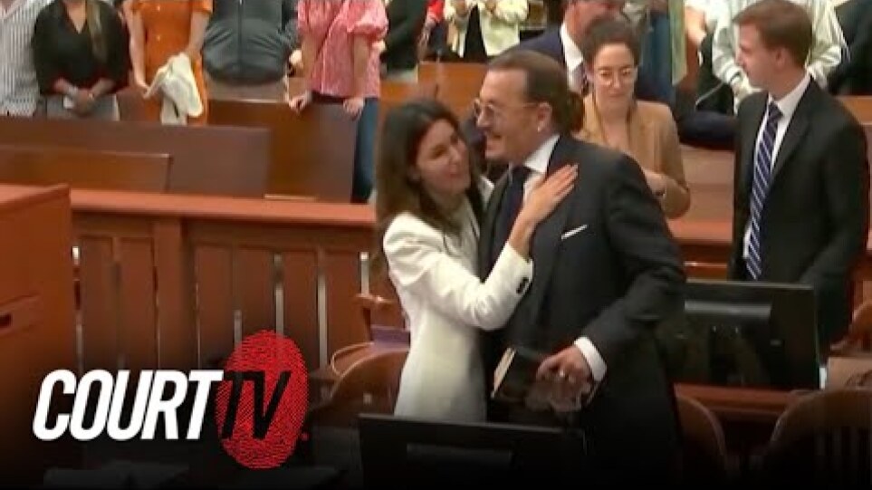 Camille Vasquez and Johnny Depp embrace after Heard's testimony