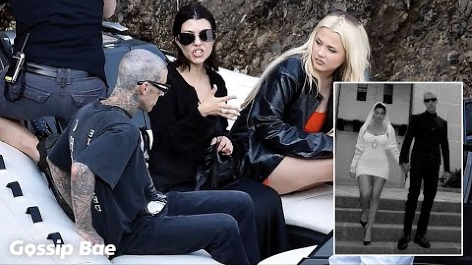 Kourtney Kardashian and Travis Barker take a boat ride ahead of their wedding in Italy