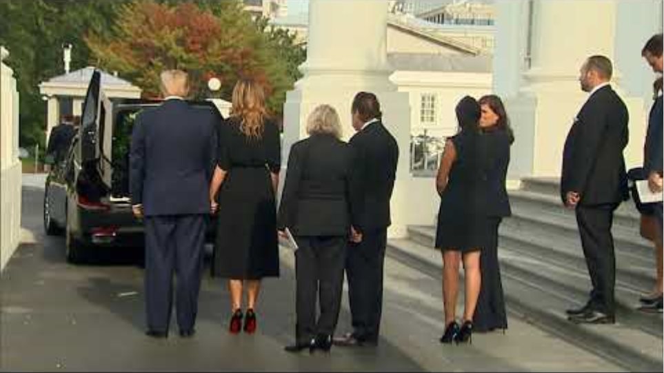 Robert Trump's casket leaves the White House following a private service