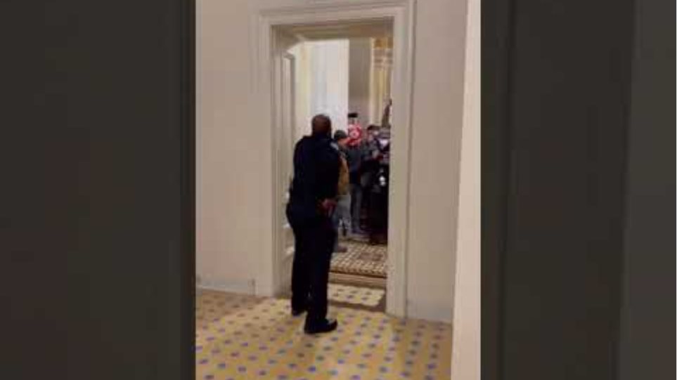 Trump supporters chasing police officer inside Capitol Building