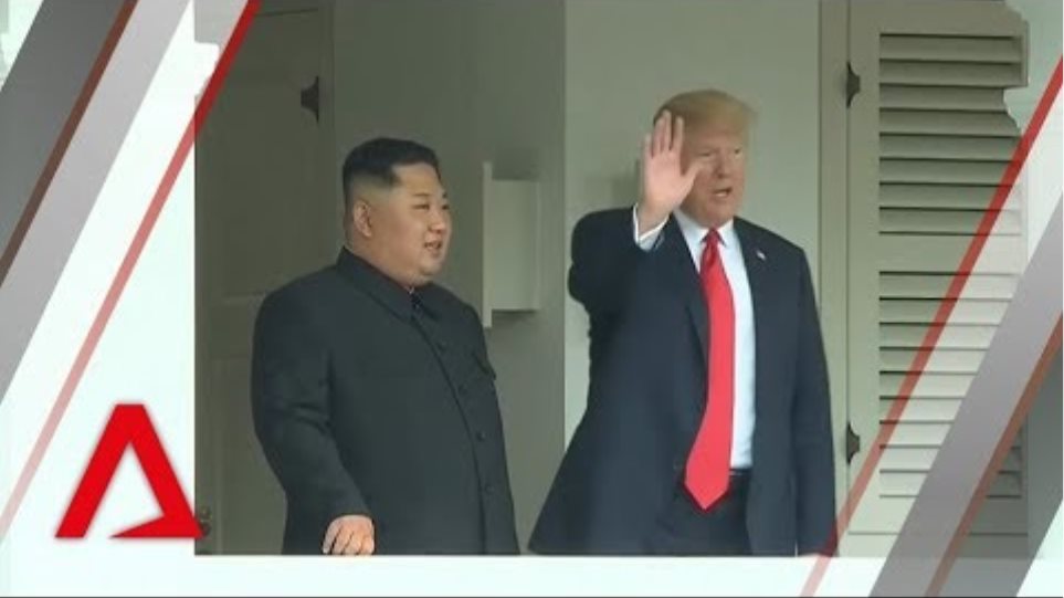 Singapore summit: Donald Trump, Kim Jong Un wave to media after one-on-one meeting