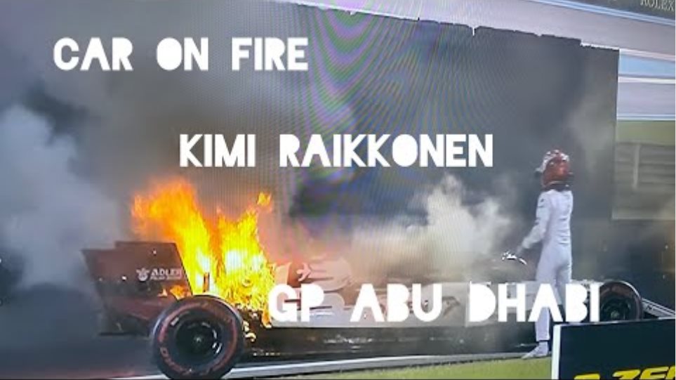 RED FLAG! Car Kimi Raikkonen On Fire At GP Abu Dhabi