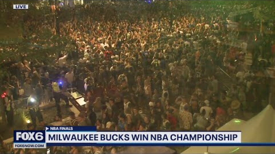 Deer District crowd celebrates Bucks' championship win | FOX6 News Milwaukee