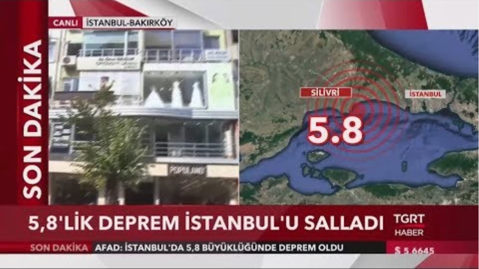İstanbul'da 5.8 Büyüklüğünde Deprem
