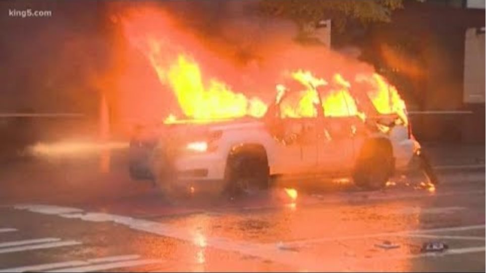 Vehicles set on fire during violent Seattle protests after George Floyd rally