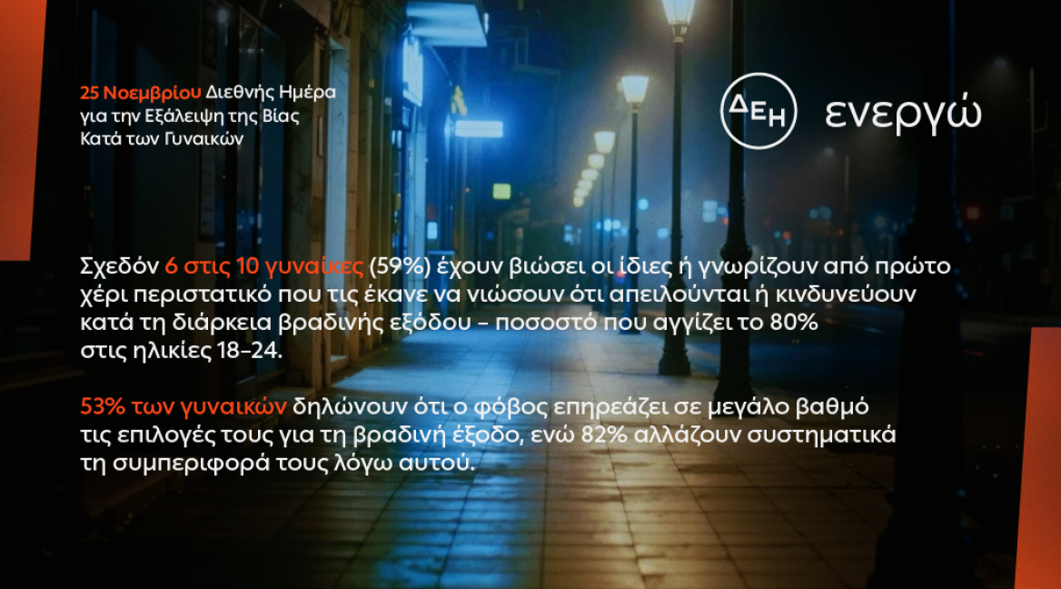 ΔΕΗ: Φως στο φόβο των γυναικών στις νυχτερινές μετακινήσεις