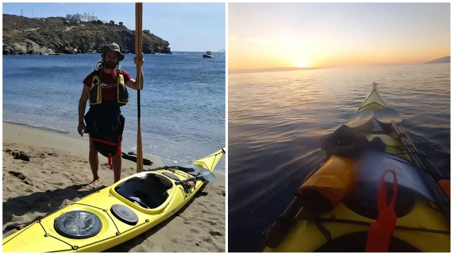 Βίντεο: Ταξίδεψε από την Κύθνο στη Σίφνο με καγιάκ για να διαμαρτυρηθεί για την ακτοπλοϊκή σύνδεση