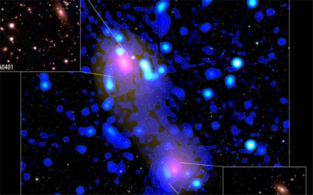 Ανακαλύφθηκε τεράστια «ραδιο-γέφυρα» μήκους 10 εκατ. ετών φωτός – Συνδέει δύο σμήνη γαλαξιών