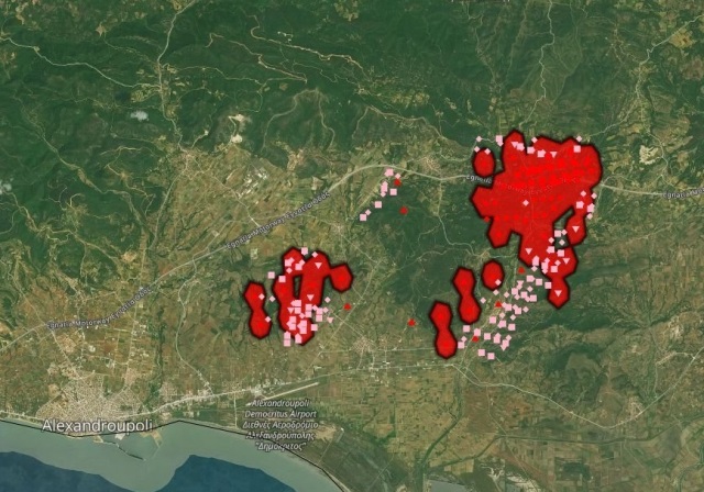 Φωτιά στην Αλεξανδρούπολη: Δορυφορική εικόνα του «Copernicus» με τις καμένες εκτάσεις