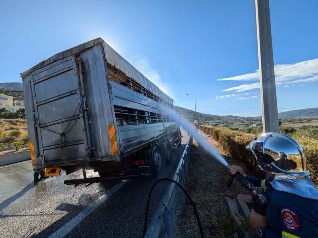 Ιόνια Οδός: Φωτιά πήρε νταλίκα με ζώα κοντά στην Αμφιλοχία