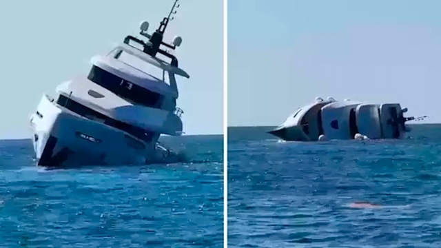 Video: Υπερπολυτελές γιοτ βυθίστηκε μετά την καθέλκυσή του