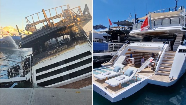 Ιδού το γιότ των 25 εκατ. που κάηκε στον Πειραιά (+video)