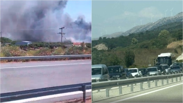 Φωτιά σε χωράφια στο Αγρίνιο δίπλα από την Ιόνια Οδό - Από την Παλαιά Εθνική η κυκλοφορία, δείτε βίντεο