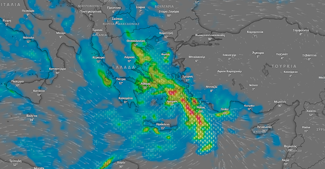 Κακοκαιρία Byron: Πάνω από 800 χλμ. το μέτωπο των καταιγίδων, ποιες περιοχές θα πληγούν τις επόμενες ώρες