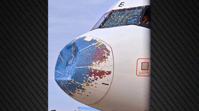 Σοβαρές ζημιές σε Airbus A320 από σφοδρή χαλαζόπτωση, καταστράφηκαν το ρύγχος και το παρμπρίζ του αεροσκάφους