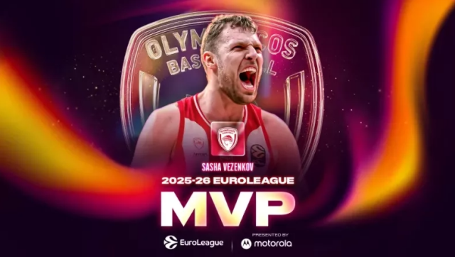 &Omicron; &Sigma;ά&sigma;&alpha; &Beta;&epsilon;&zeta;έ&nu;&kappa;&omicron;&beta; MVP &tau;&eta;&sigmaf; Euroleague, &kappa;&alpha;&tau;&alpha;&kappa;&tau;ά &gamma;&iota;&alpha; &delta;&epsilon;ύ&tau;&epsilon;&rho;&eta; &chi;&rho;&omicron;&nu;&iota;ά &tau;&omicron; &beta;&rho;&alpha;&beta;&epsilon;ί&omicron; &tau;&omicron;&upsilon; &kappa;&omicron;&rho;&upsilon;&phi;&alpha;ί&omicron;&upsilon;
