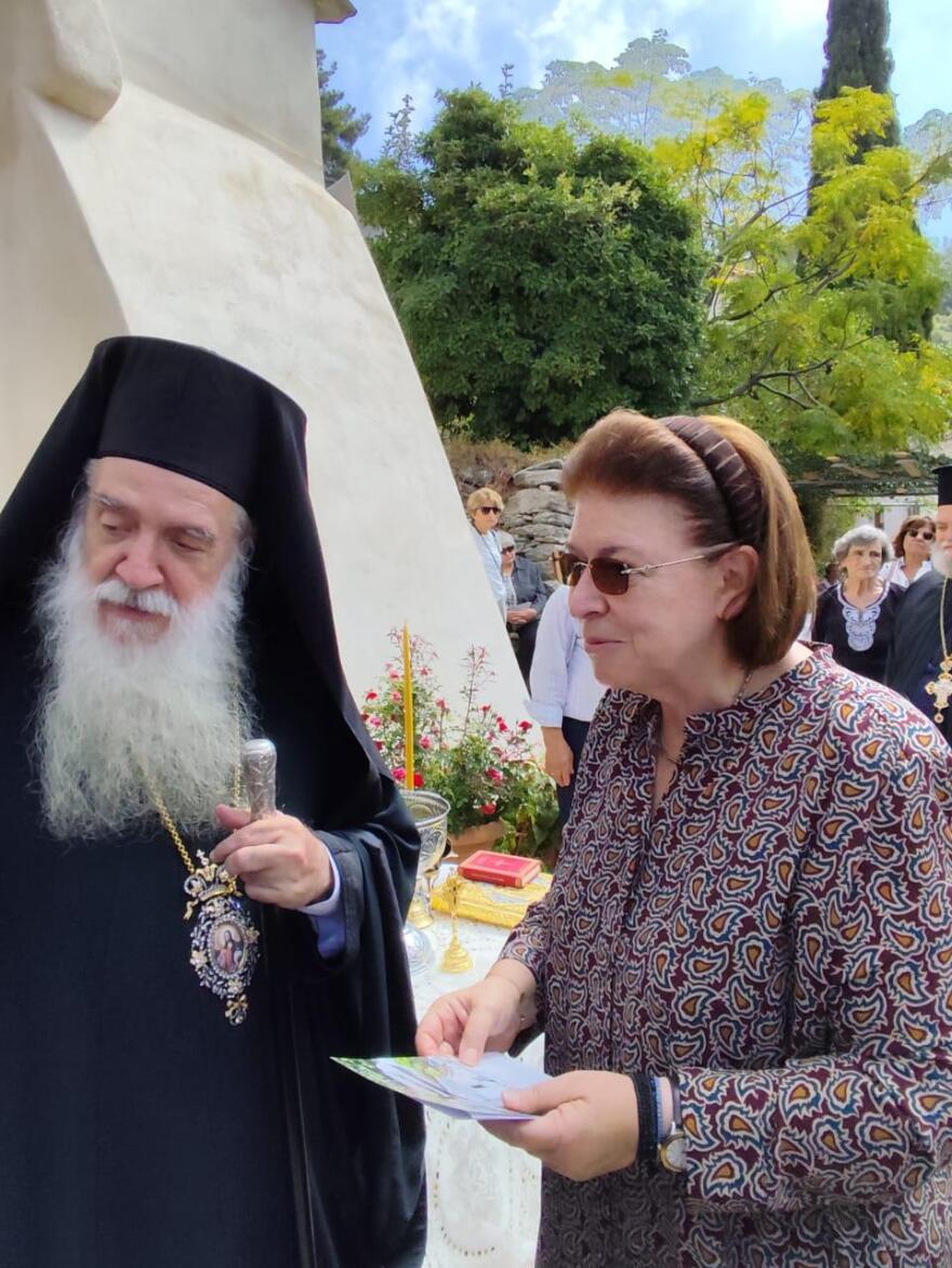 Επίσκεψη Μενδώνη στην Ικαρία - Εγκαίνια της αποκατεστημένης Μονής Οσίας Θεοκτίστης, στην Κοινότητα Ευδήλου