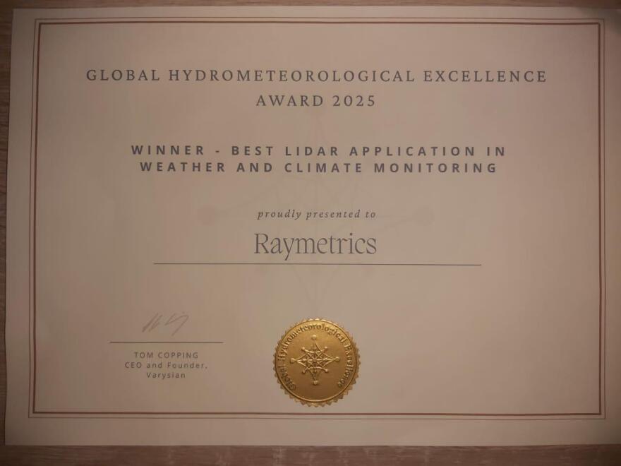 Με διεθνές βραβείο καινοτομίας στην μετεωρολογία βραβεύτηκε η ελληνική Raymetrics
