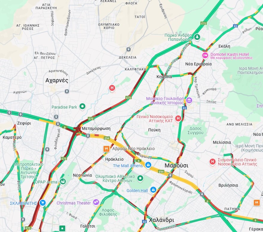 Κίνηση τώρα στην ΑΘήνα: Μποτιλιάρισμα στην Εθνικό Οδό - Δείτε χάρτη με τα «κόκκινα» σημεία