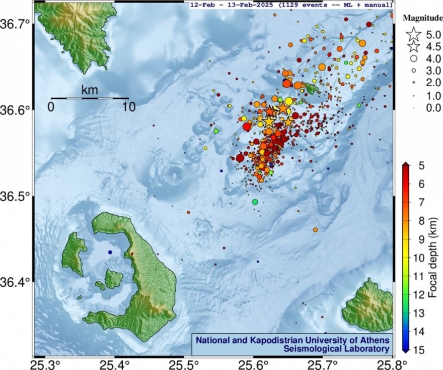 Σαντορίνη: Πάνω από 17.500 σεισμοί από τις 26 Ιανουαρίου – Παρατηρείται πτώση του αριθμού και του μεγέθους των δονήσεων