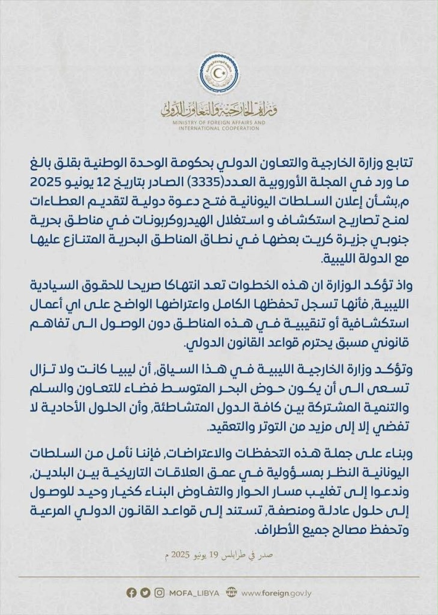 Serious involvement with Libya: Playing Turkey's game, talks about violating its sovereign rights with plots south of Crete - we exercise our rights.