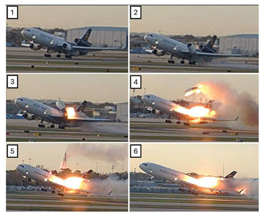 Σοκαριστικές φωτογραφίες από τη στιγμή που ο κινητήρας του αεροσκάφος της UPS αποσπάται λίγα δευτερόλεπτα πριν συντριβεί στο Κεντάκι