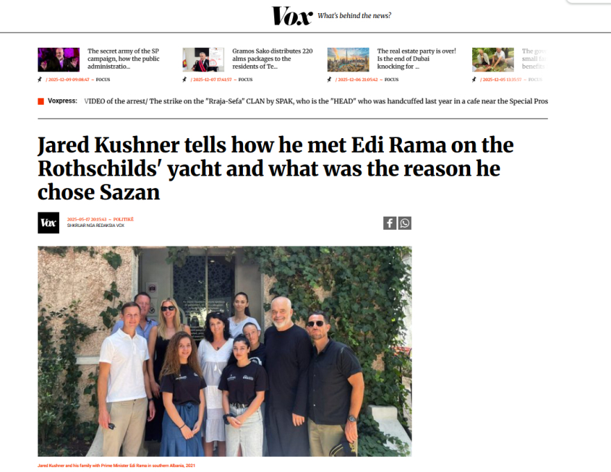 Ο γαμπρός του Τραμπ μετατρέπει νησί φάντασμα στην Αλβανία σε τουριστικό project ενός δισ. - Ο έρωτας της Ιβάνκα με την τοποθεσία και οι αντιδράσεις