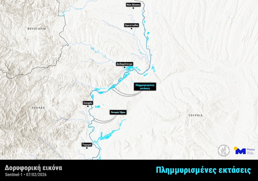 Ανησυχία για τον μεγάλο όγκο νερού στον Έβρο, δείτε τον χάρτη με τις πλημμυρισμένες περιοχές