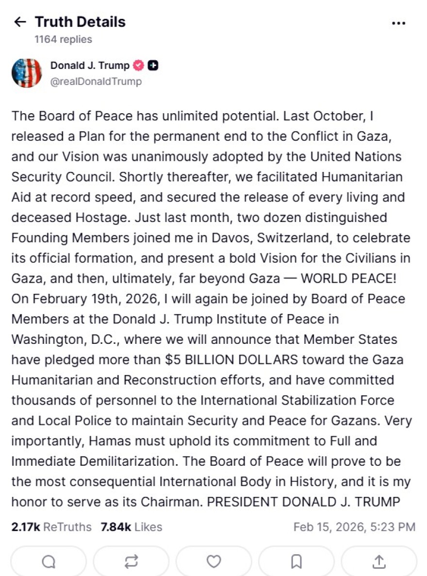 Τραμπ: 5 δισ. δολάρια για τη Γάζα από το Συμβούλιο Ειρήνης, πλήρης και άμεση η αποστρατιωτικοποίηση της Χαμάς