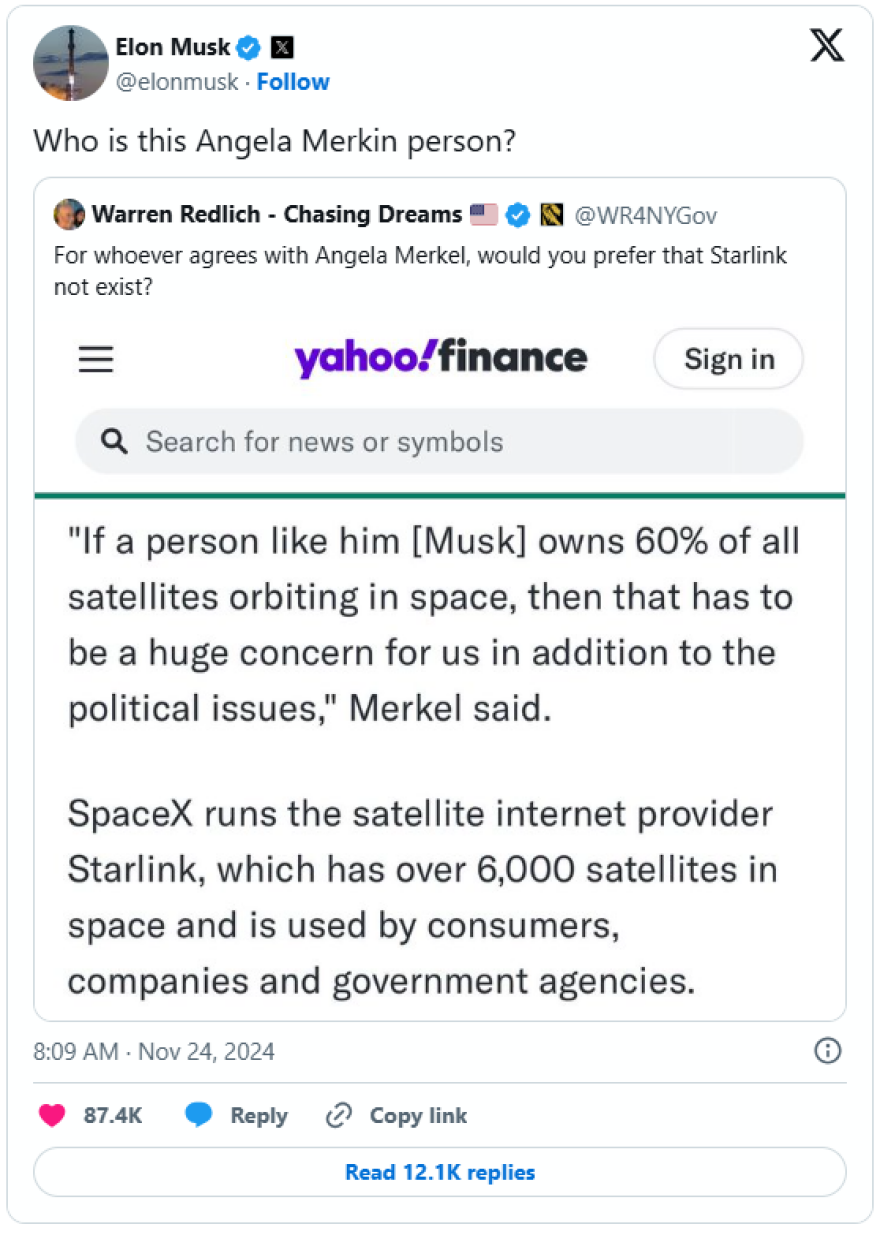 Έλον Μασκ: Το χυδαίο λογοπαίγνιο για τη Μέρκελ - «Ποιο είναι αυτό το Angela Merkin»