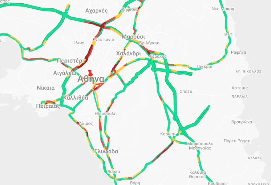 Η κίνηση στους δρόμους τώρα live: Μποτιλιάρισμα σε Κηφισό, Κηφισιάς και κέντρο