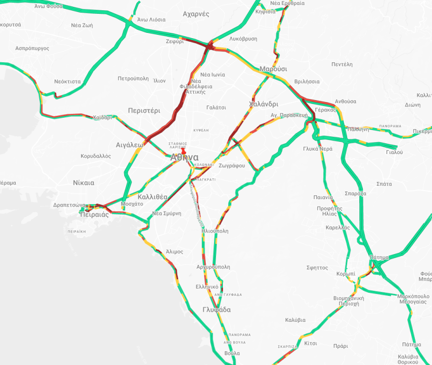Live η κίνηση τώρα στους δρόμους: Στο «κόκκινο» Κηφισός και Κηφισίας, καθυστερήσεις και στο κέντρο της Αθήνας