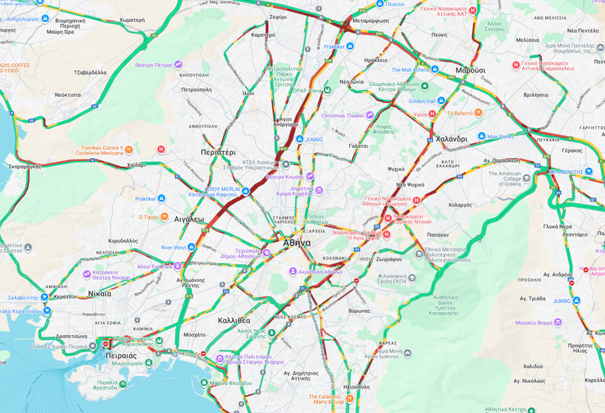 Κίνηση στους δρόμους τώρα live: Μποτιλιάρισμα χιλιομέτρων στον Κηφισό λόγω τροχαίου, καθυστερήσεις έως 20' στην Αττική Οδό