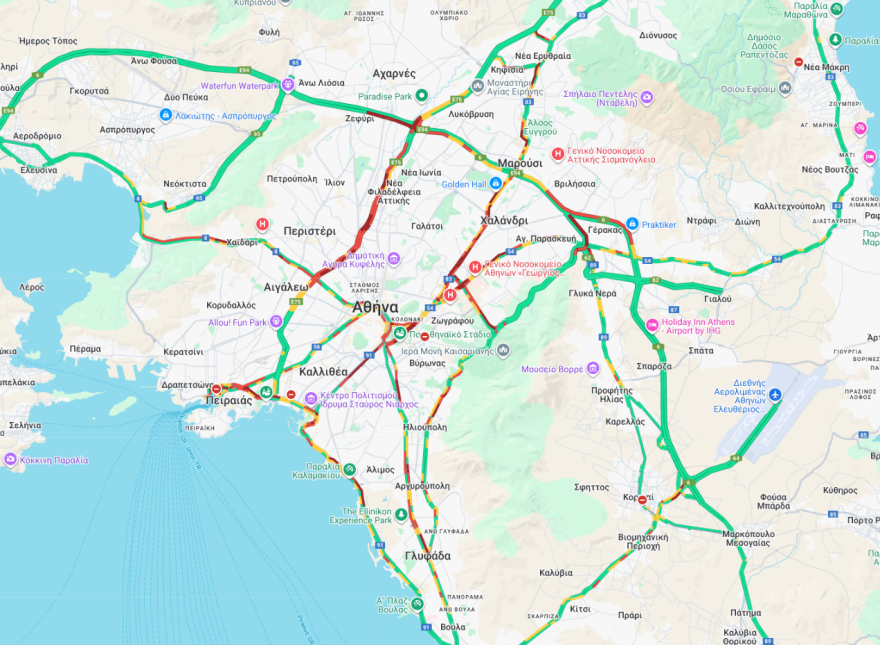 Κίνηση στους δρόμους τώρα live: Μποτιλιάρισμα σε Κηφισό, Μεσογείων, Κηφισίας, 30λεπτες καθυστερήσεις στην Αττική Οδό 