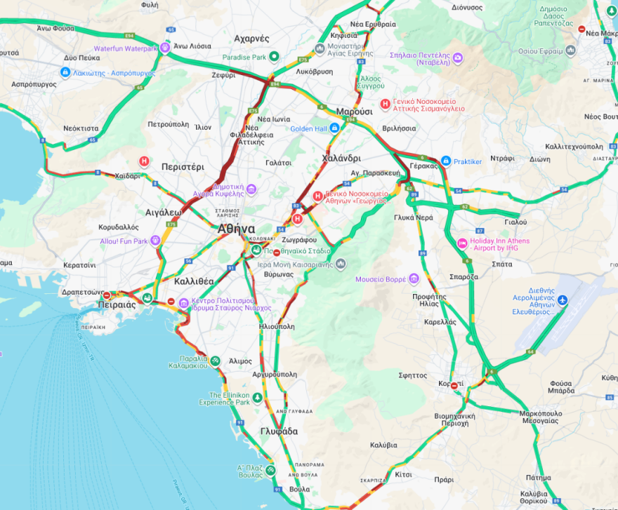 Κίνηση στους δρόμους τώρα live: Μποτιλιάρισμα πολλών χιλιομέτρων στην κάθοδο του Κηφισού λόγω ακινητοποίησης οχήματος και τροχαίου