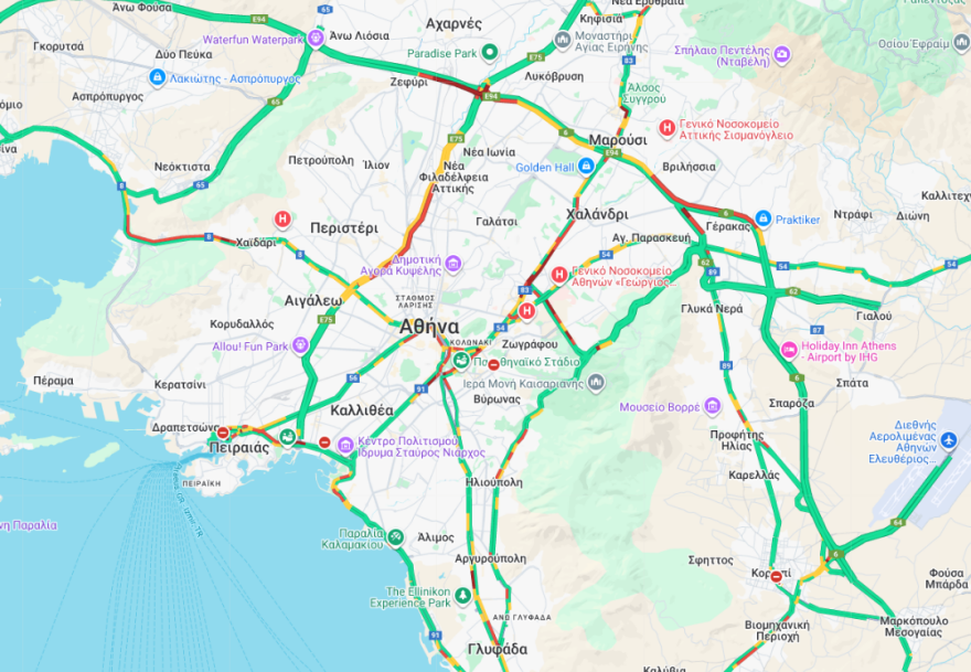 Κίνηση στους δρόμους τώρα live: Προβλήματα σε Κηφισό και 30λεπτες καθυστερήσεις στην Αττική Οδό - Πού υπάρχει μποτιλιάρισμα