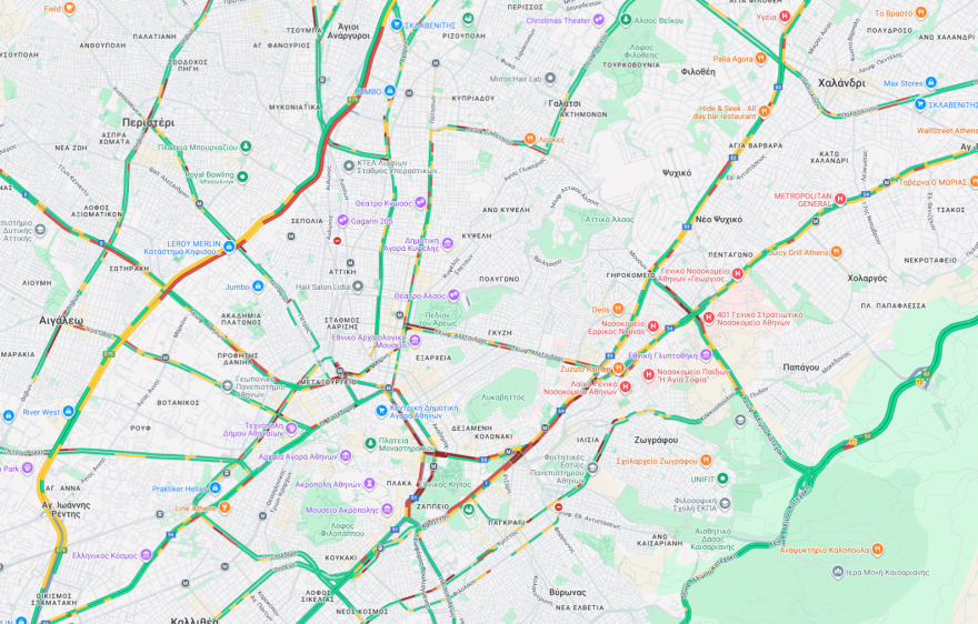 Κίνηση στους δρόμους τώρα live: Μεγάλο μποτιλιάρισμα στην Αθήνα το μεσημέρι της Παρασκευής - Τροχαίο στη Λ.Αθηνών, 20λεπτες καθυστερήσεις στην Αττική Οδό 