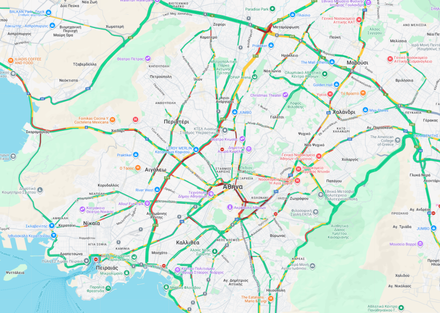 Κίνηση στους δρόμους τώρα live: Μεγάλο μποτιλιάρισμα στην Αθήνα το μεσημέρι της Παρασκευής - Τροχαίο στη Λ.Αθηνών, 20λεπτες καθυστερήσεις στην Αττική Οδό 