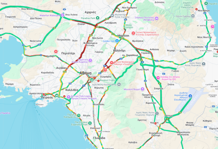 Στο «κόκκινο» η κίνηση και σήμερα - Σημειωτόν σε Κηφισό και κέντρο, καθυστερήσεις άνω των 30 λεπτών στην Αττική Οδό 
